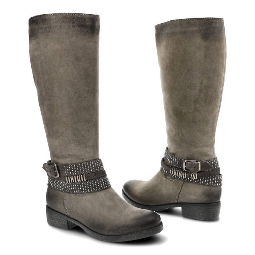 Kozaki damskie Simen, wysokie i ocieplane , szare, 7846-Sam-1137