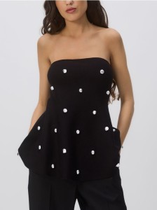 Top z baskinką - czarny