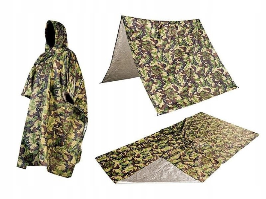 Poncho peleryna przeciwdeszczowa 3w1 tarp mata