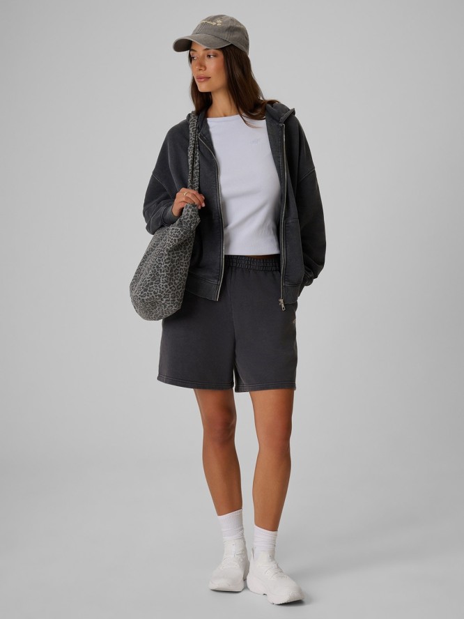 4F Bluza dresowa oversize z kapturem damska - czarna S