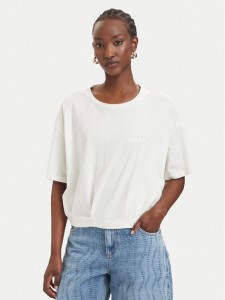 Liu Jo Sport T-Shirt TA6119 JS923 Kremowy Oversize