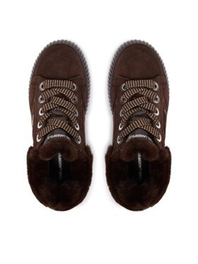 KARL LAGERFELD Sneakersy Kreeper Lo KL42312L Brązowy ciemny