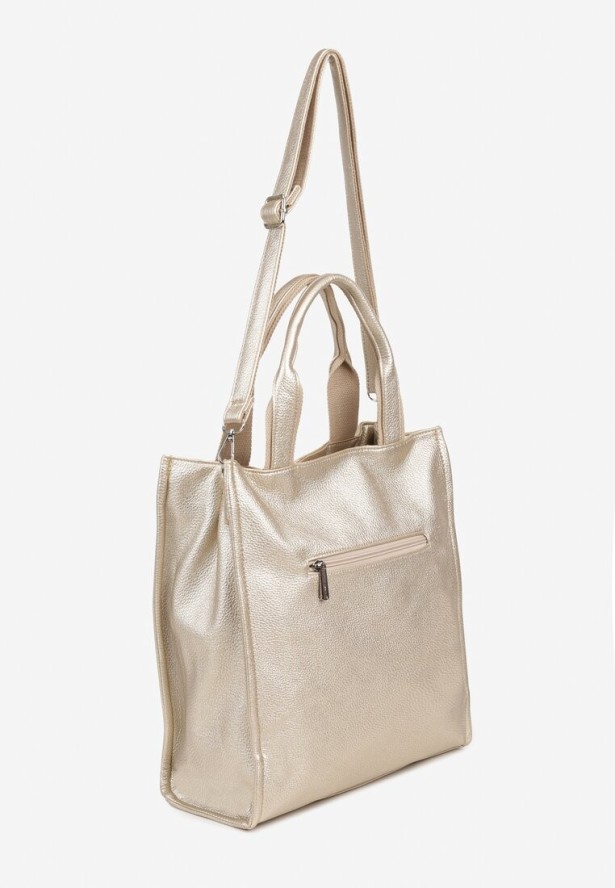 Złota Torebka Tote z Regulowanym Paskiem w Komplecie Soriale