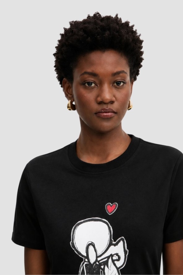 KARL LAGERFELD Czarny damski t-shirt z nadrukiem Ikon Valentine, Rozmiar L