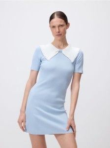 Sukienka z ozdobnym kołnierzem - jasnoniebieski