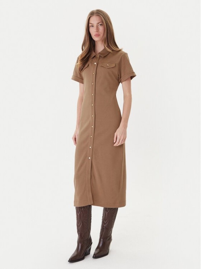 Tommy Hilfiger Sukienka koszulowa Gold Button WW0WW44617 Brązowy Regular Fit