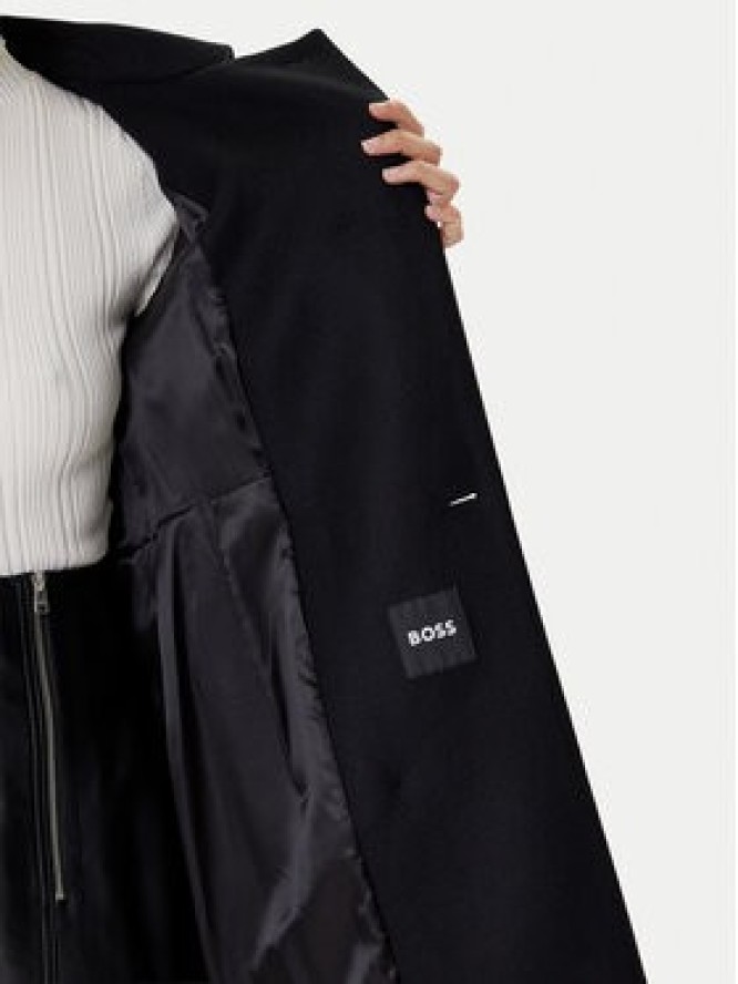 BOSS Płaszcz wełniany Cale 50550723 Czarny Relaxed Fit