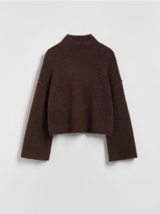 Sweter z golfem - ciemnobrązowy