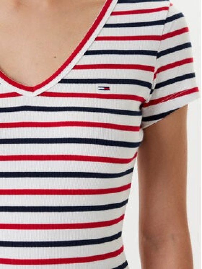 Tommy Jeans T-Shirt Essential DW0DW17385 Biały Slim Fit