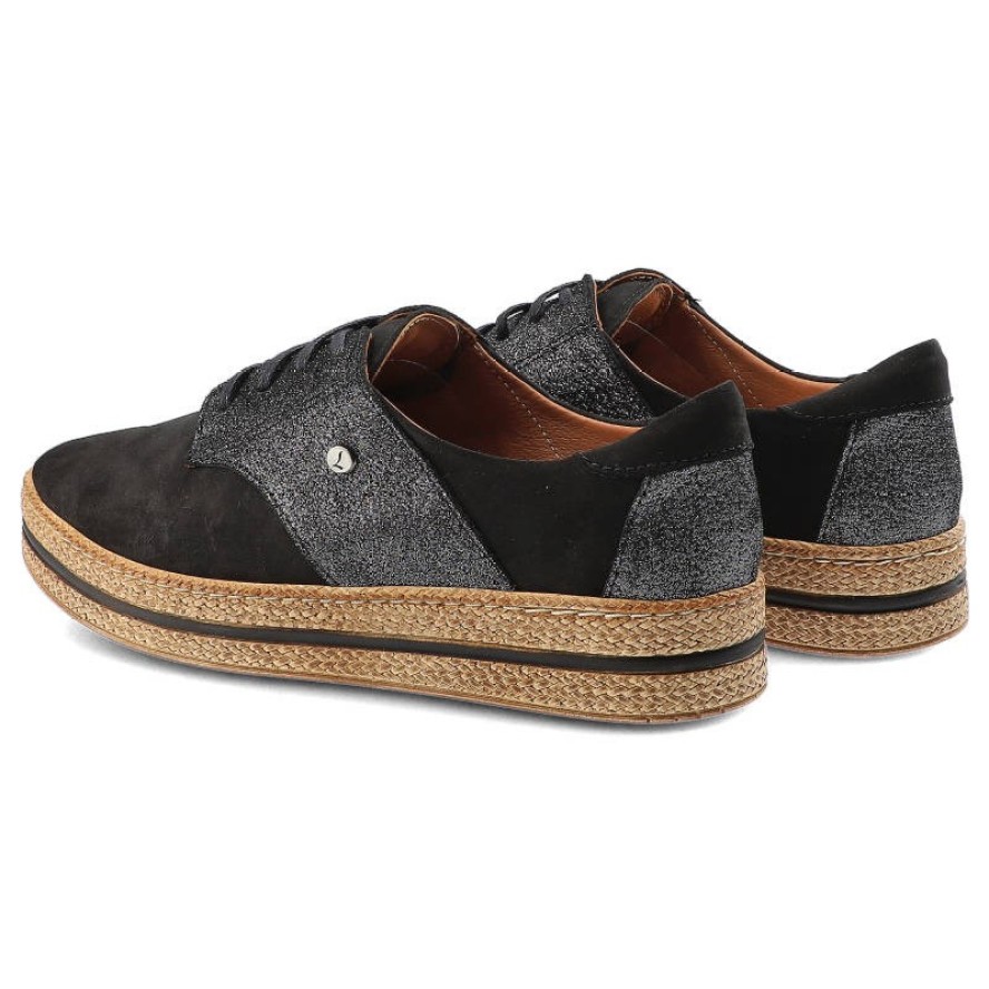 Półbuty damskie Lemar, z naturalnej skóry z miękką cholewką wsuwanym krojem i delikatnym wycięciem w przedniej części oraz elastyczną podeszwą, czarn