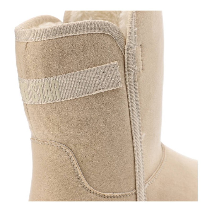 Beżowe Śniegowce Big Star Ocieplane Botki Damskie