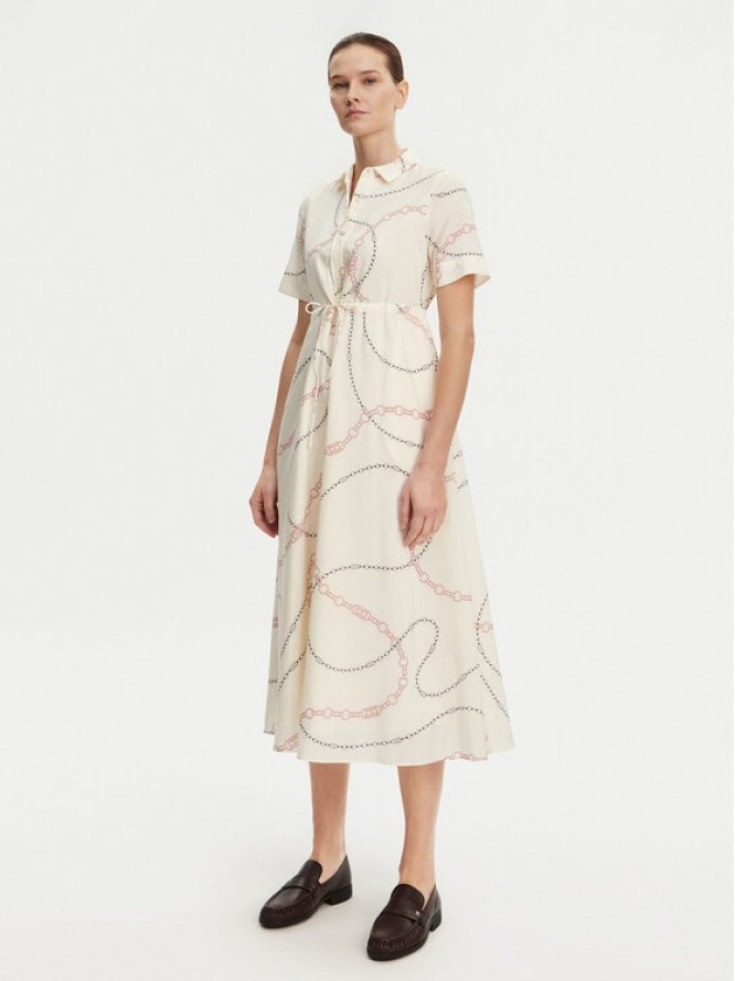 Tommy Hilfiger Sukienka koszulowa Voile WW0WW46009 Beżowy Regular Fit