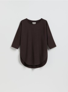 T-shirt z modalem - ciemnobrązowy