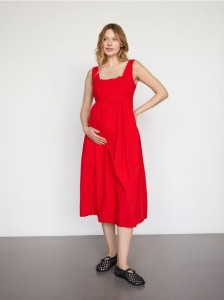 Sukienka z dodatkiem lnu - czerwony