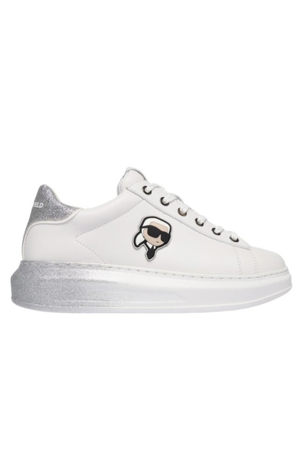 KARL LAGERFELD Białe damskie sneakersy skórzane KAPRI Ombre NFT, Rozmiar 37