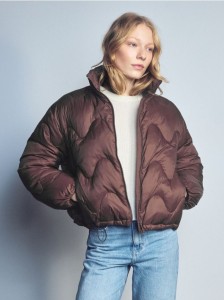 Pikowana kurtka z puchem - brązowy