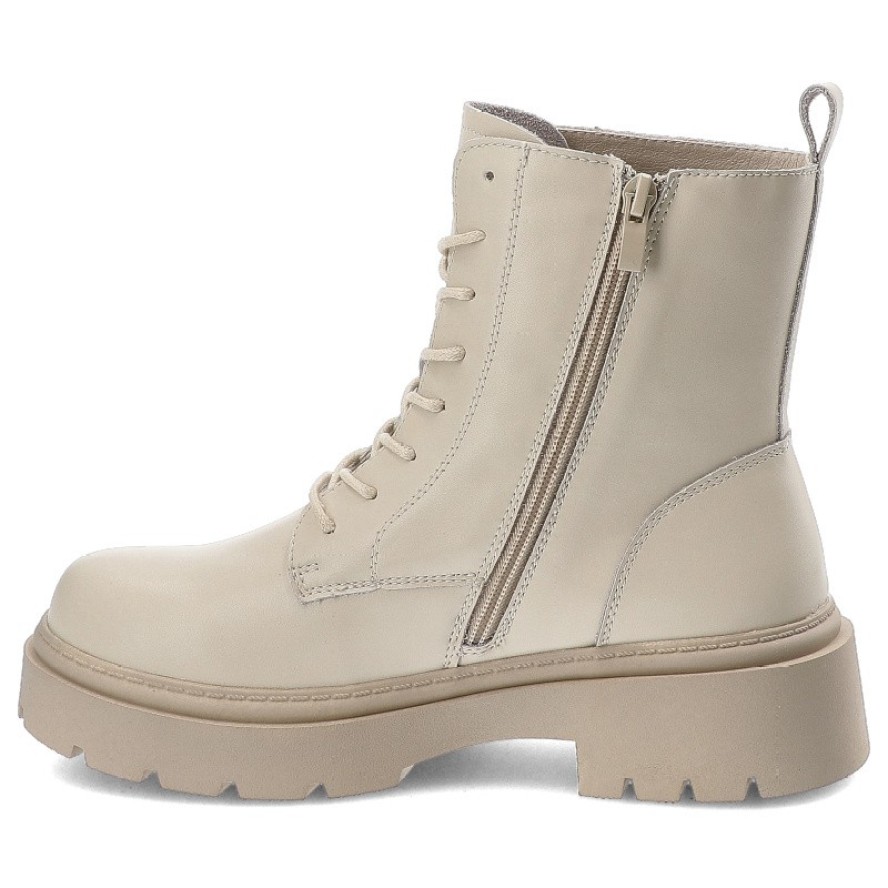 Beżowe Botki Cambell Ocieplane Obuwie Damskie Z Ozdobą