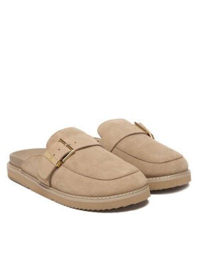 Tommy Hilfiger Klapki Th Buckle Fur Suede Mule FW0FW09083 Beżowy