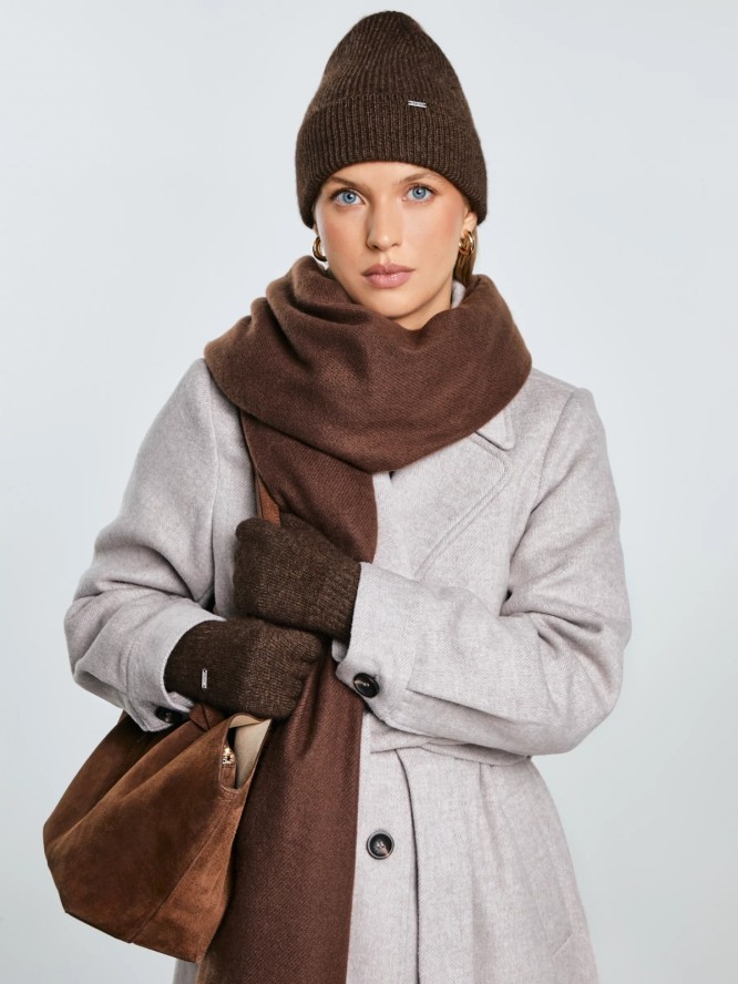 Rękawiczki damskie dzianinowe brązowe Heryniasa 804