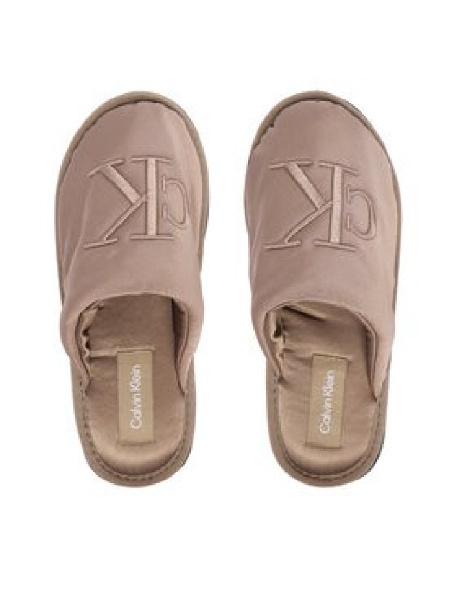 Calvin Klein Jeans Kapcie Slipper Satin Moire YW0YW02053 Beżowy