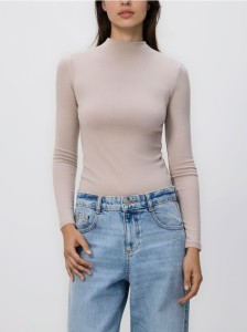 Longsleeve z modalem - beżowy