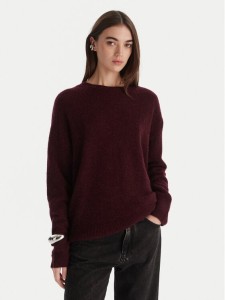 Patrizia Pepe Sweter 2K0326/K293-M536 Bordowy Regular Fit
