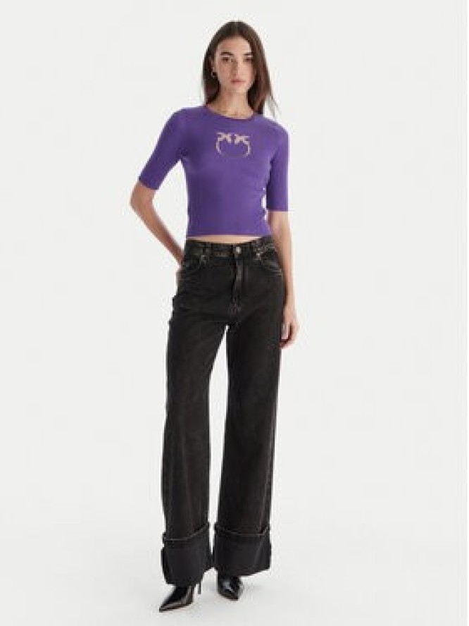 PINKO Bluzka Tritone Maglia 102017 A18M Fioletowy Slim Fit