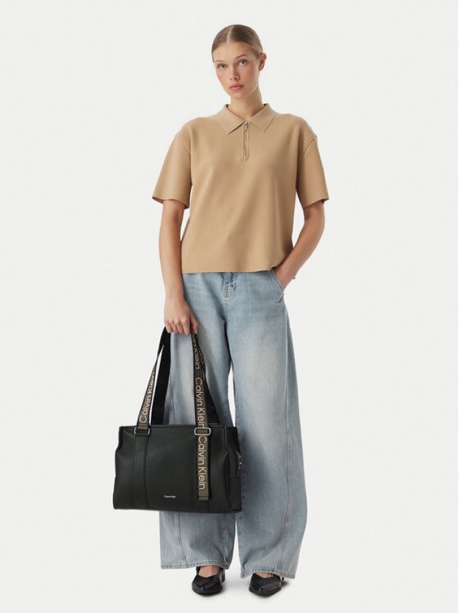 Calvin Klein Torebka Webbing Adj Strap Tote LV04F3644G Czarny