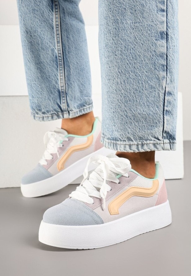 Niebiesko-Fioletowe Sneakersy w Stylu Klasycznych Tenisówek na Platformie Nurimea