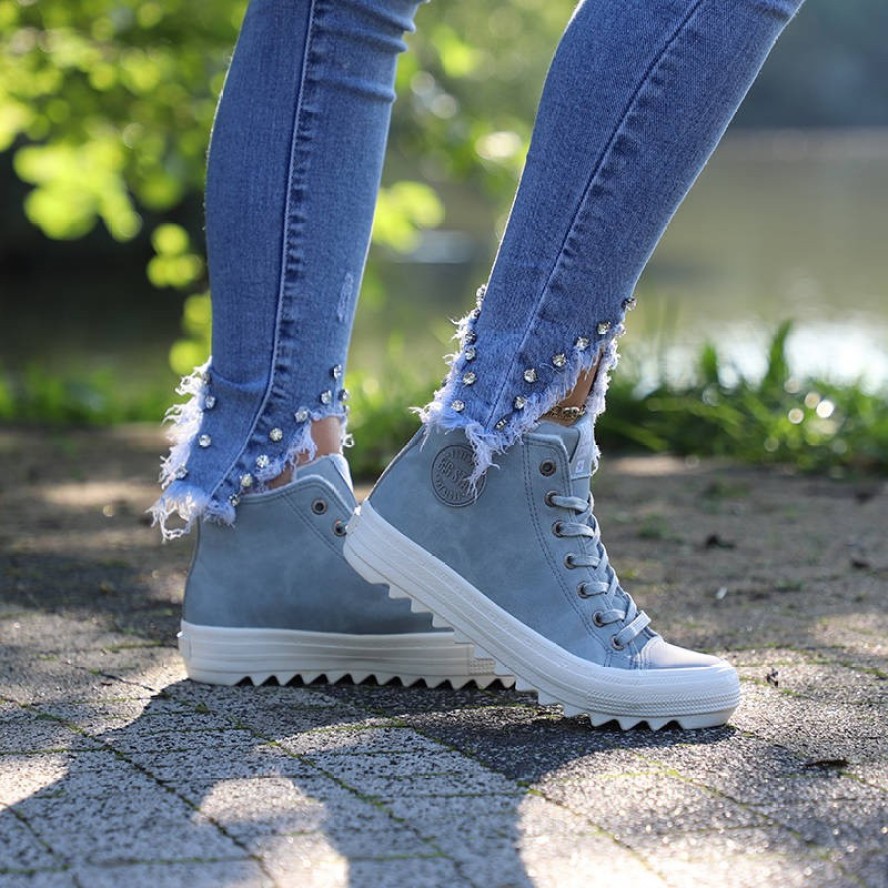 Niebieskie Sneakersy Big Star Damskie Wygodne Buty