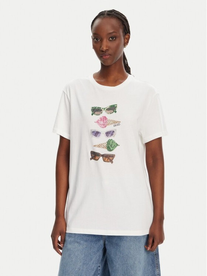 Liu Jo T-Shirt WA5343 JS923 M9518 Biały Regular Fit