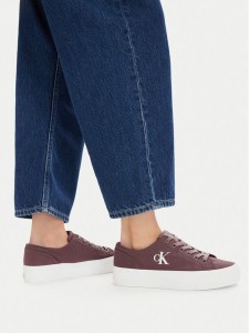 Calvin Klein Jeans Sneakersy Vulc Flatform Low Canvas Mg YW0YW01763 Bordowy