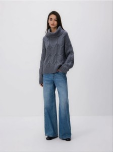 Golf z domieszką wełny - szary