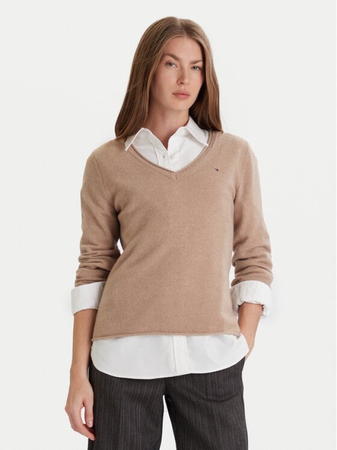 Tommy Hilfiger Sweter WW0WW43505 Beżowy Regular Fit
