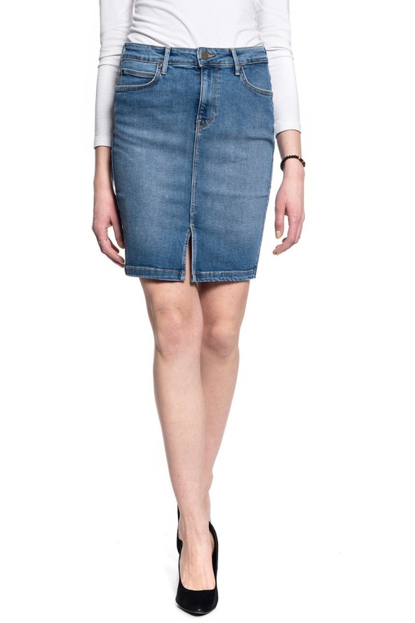LEE Pencil Skirt DAMSKA SPÓDNICA JEANSOWA MID WORN MARTHA L38GQDTO 112108194
