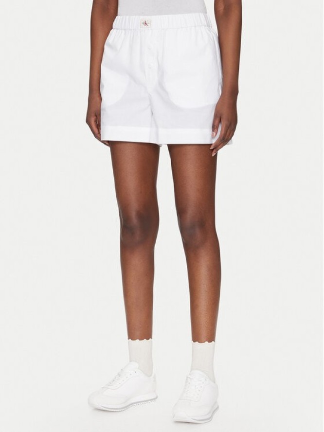 Calvin Klein Jeans Szorty materiałowe J20J225218 Biały Relaxed Fit