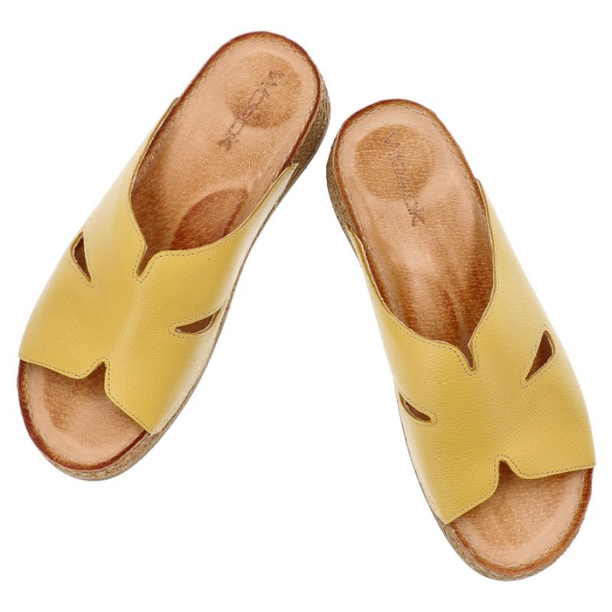 Żółte Klapki Wasak Stylowe Obuwie Damskie