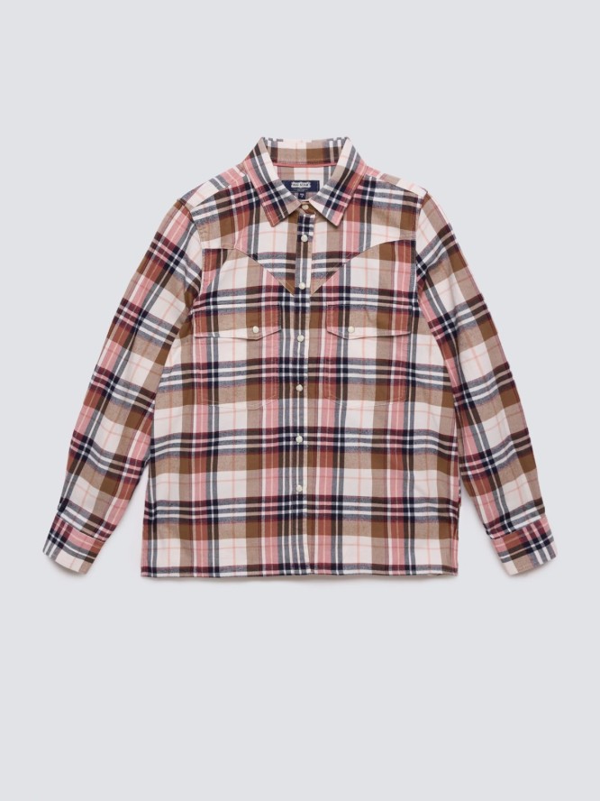 Koszula damska flanelowa w kratę z kolekcji Authentic różowa Nonu 000