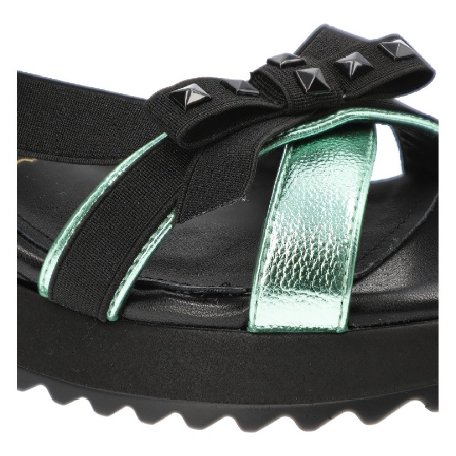 Zielone Sandały S.Barski Modne Obuwie Damskie Na Koturnie