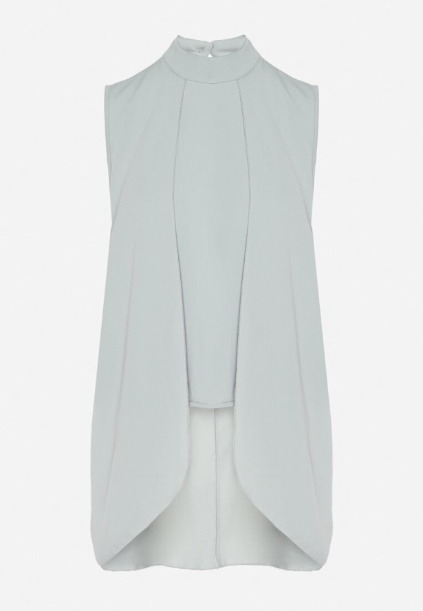 Jasnozielona Asymetryczna Bluzka z Dłuższymi Bokami Fadeleira