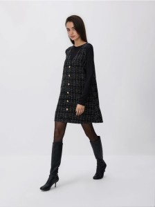 Tweedowa sukienka mini - wielobarwny