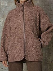 Rozpinana bluza z sherpy - brązowy