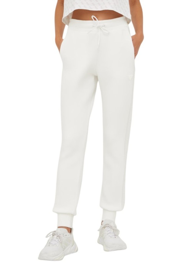 GUESS Beżowe spodnie dresowe damskie Allie Scuba, Rozmiar L