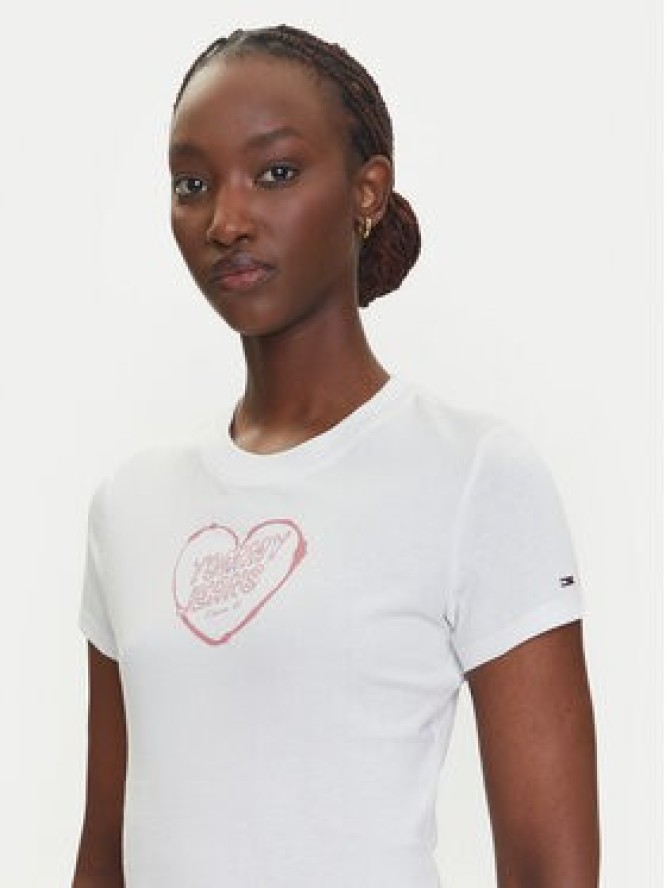 Tommy Jeans T-Shirt Heart DW0DW21390 Biały Slim Fit