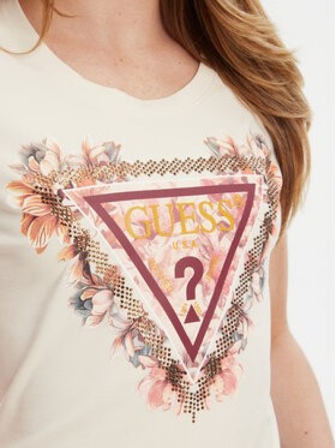 Guess T-Shirt W5YI08 J1314 Écru Regular Fit