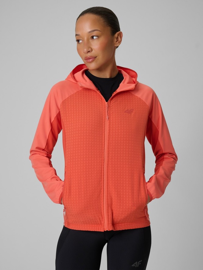 4F Bluza trekkingowa regular z kapturem damska - różowa M