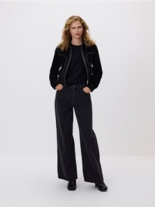 Jeansy wide leg - czarny