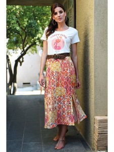 Bleu d'Azur Spódnica "Soso" w kolorze jasnoróżowo-pomarańczowym rozmiar: 38