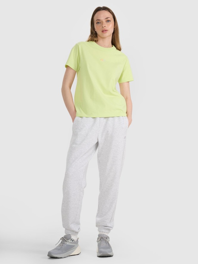 4F T-shirt oversize z nadrukiem damski - żółty M