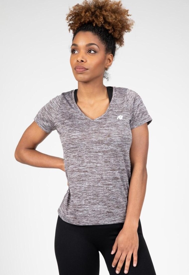 Elmira V-Neck Koszulka - Szary Melange